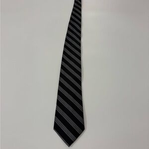 Black and Gray Striped Silk Tie